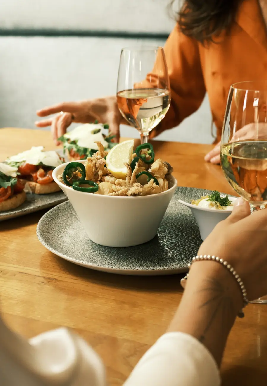Meeresfrüchte, Calamari Wein